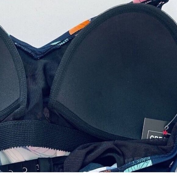 Swim Solutions Navy Multi Plus Size swimsuit Double Strap Tankini Size 16W $79 - Picture 9 of 15